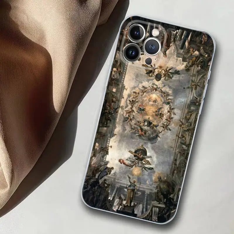 Fresco Michelangelo Creation of Adam Phone Case For iPhone 14 13 12 Mini 11 Pro XS Max X XR SE 6 7 8 Plus Soft Silicone Cover