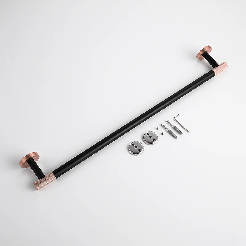 Rose Gold + Matte Black Stainless Steel Bathroom Hardware Towel Holder Roll Holder Toilet Brush Holder Bathroom Set