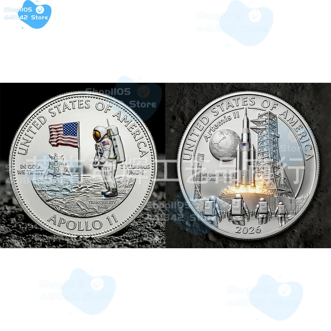 2026 Artemis Ii Apollo 11 Moon Landing Commemorative Coin 3d Iron Nasa Space Exploration Collectible Gift For Space Lovers