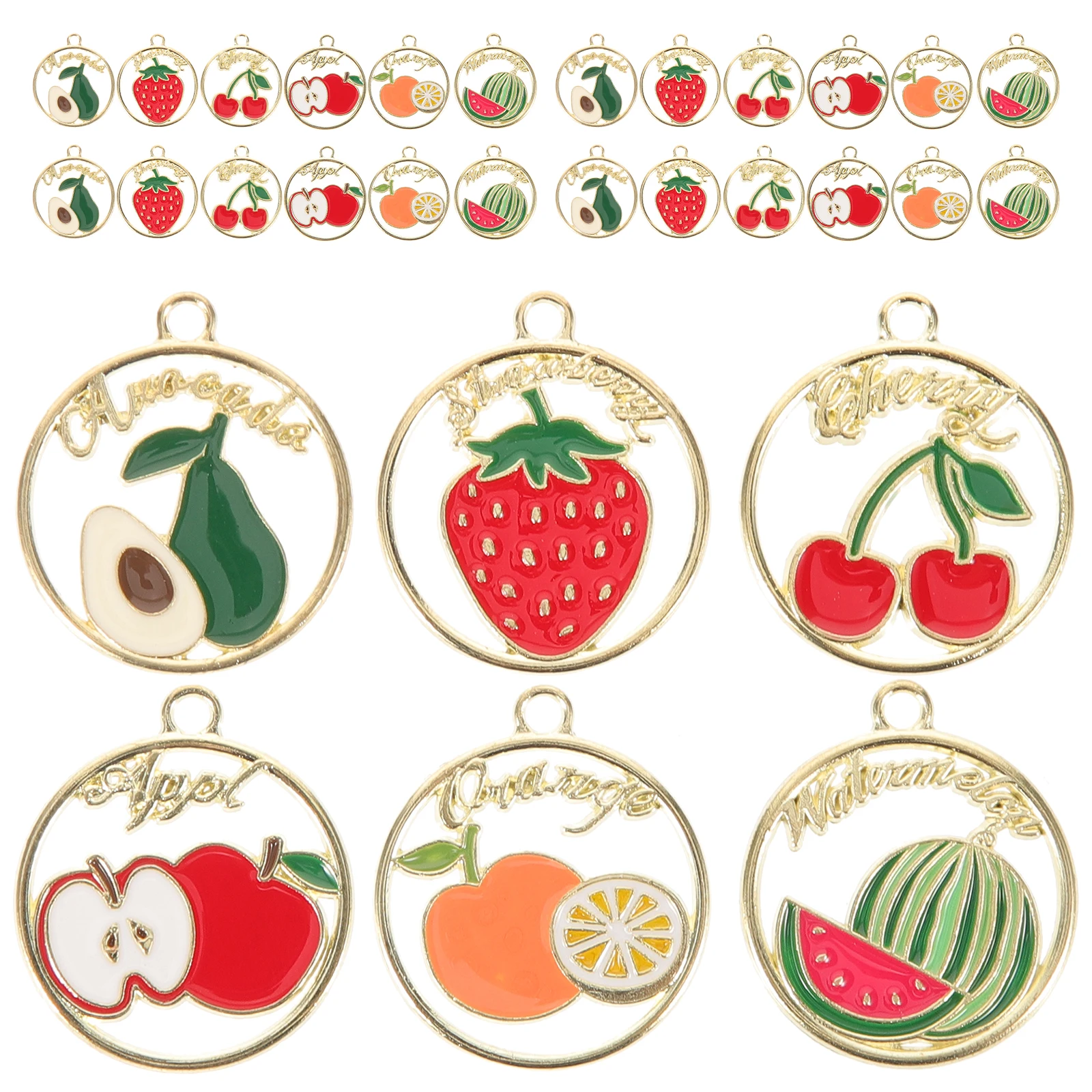 

30 Pcs Fruit Pendant Jewelry Pendants Key Chain Charms for Making Women Necklace Kawaii Metal Man