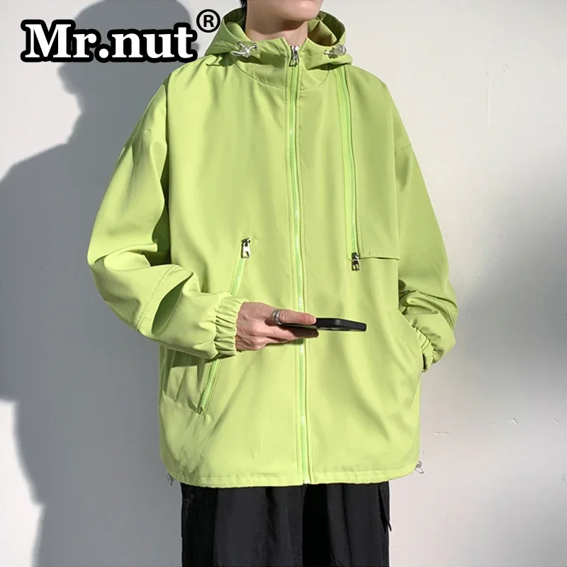 Mr.nut-Chaquetas deportivas impermeables para hombre, chaqueta holgada de moda, ropa informal, traje Popular de escalada y acampada, Abrigo con capucha