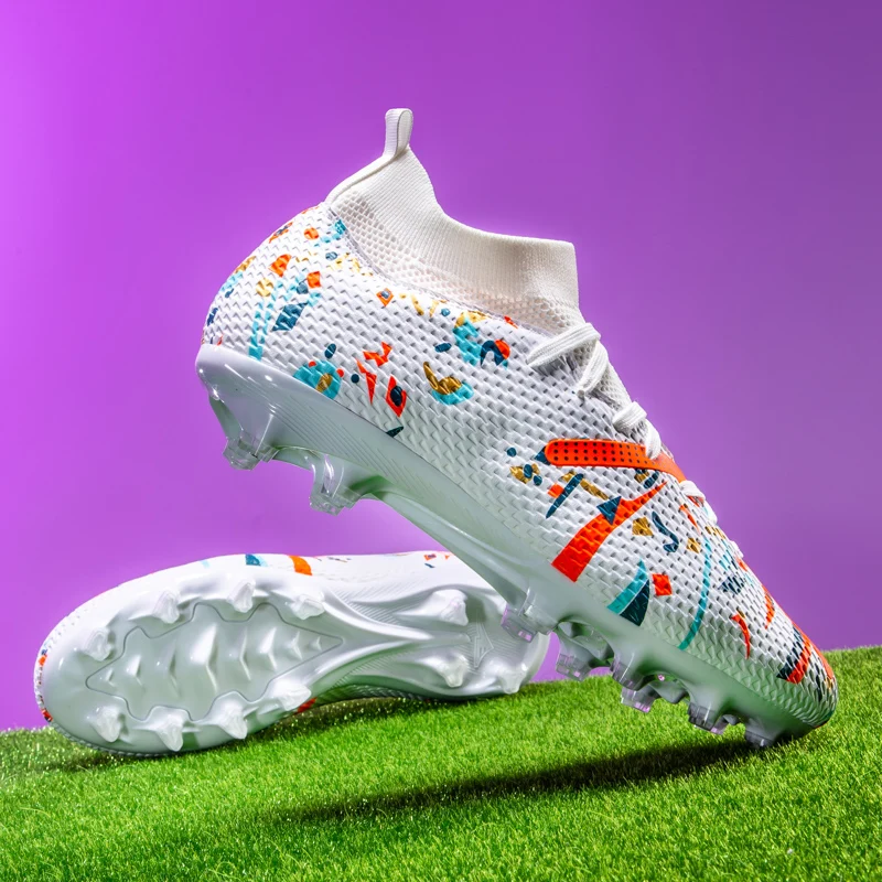 Men's Artificial Grass Soccer Cleats Non Slip Youth Outdoor Training Soccer Shoes Society Futsal Sneakers Male Chuteira