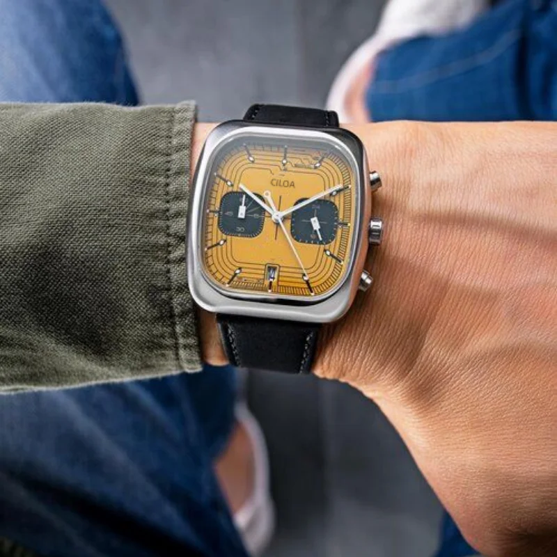 CILOA Men Square Large Dial Quartz Watch, Unique Fashion Wristwatch for Commute & Outdoor Sports