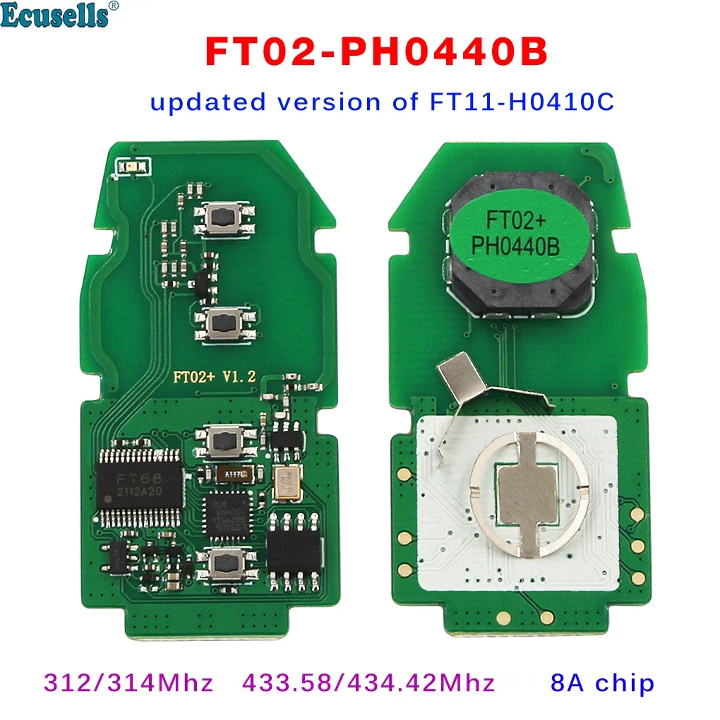 

Lonsdor FT02 PH0440B Update Version of FT11-H0410C 312/314/433.58/434.42Mhz Switchable 8A Chip For Toyota RAV4 Avalon