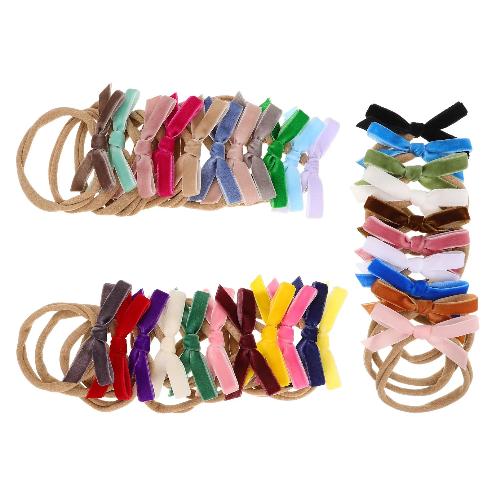 

Набор из 32 повязок на голову для девочек, эластичные повязки с бантиками, мягкий материал, не скользят, нежные к чувствительной коже, подходят к любому наряду