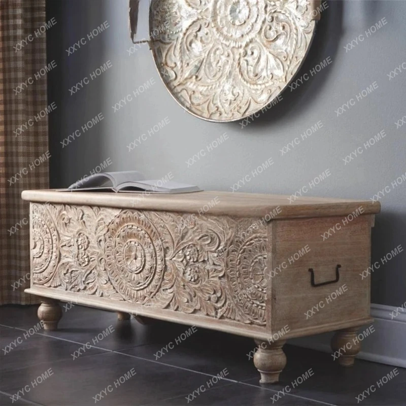 

Hh2cc carved shoe changing stool household door entry shoe stool