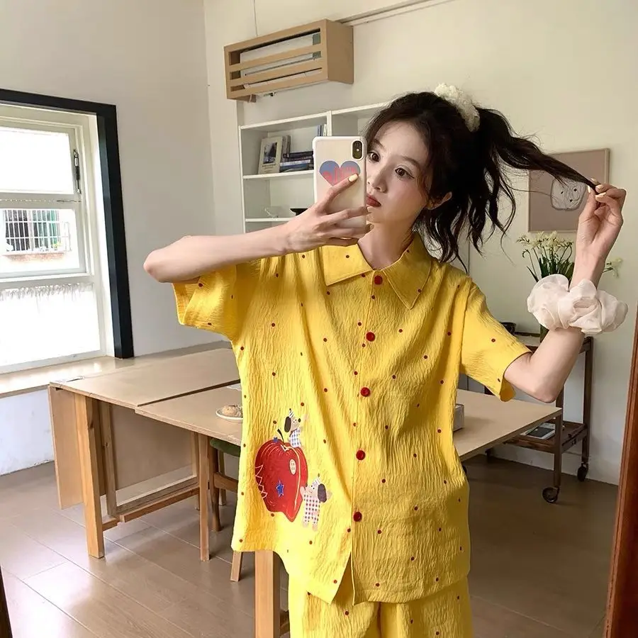 

2Pcswomen's Pajamasshort Sleeved Pajama Setsummer Pajamascomfortable and Soft Pajamashomewear Setdopamine Dressing