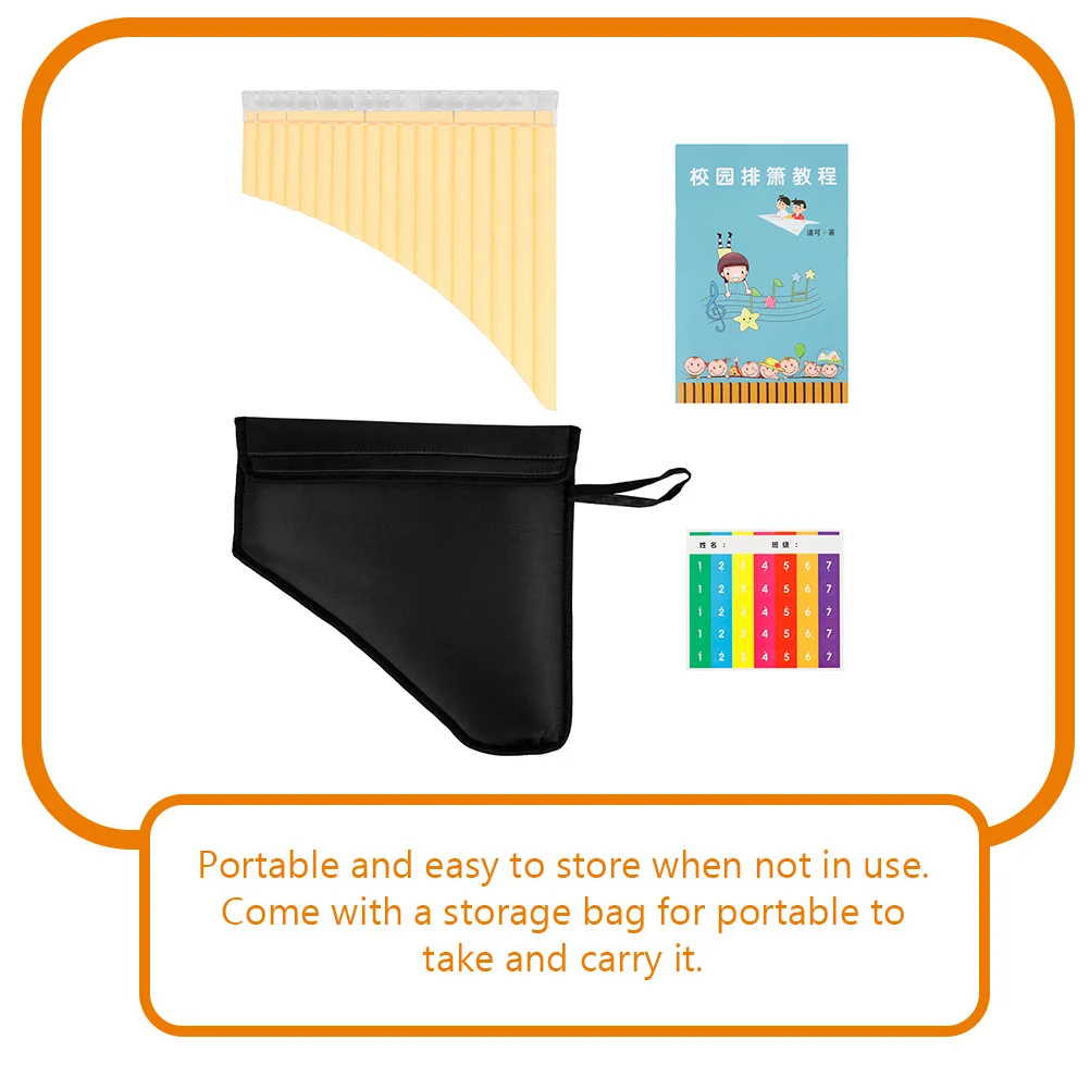 

Pan Flute 16 Pipes Beginner Instrument C Key Musical Woodwind Panpipes Students Portable Bag Fixed Angle Mouthpiece Easy