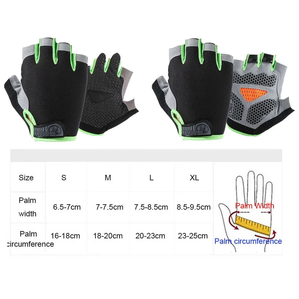 Anti-Slip Fingerless Gloves Breathable Women\'s Men\'s Glove Sport Gloves Bicycle Half-Finger Sports Gloves Cycling Equipment