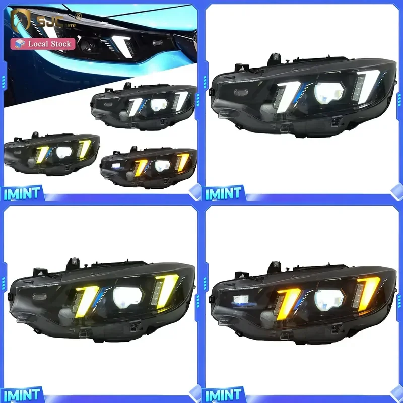 SJC Auto Parts Headlamps for 4 Series F32 F80 F82 LED Headlights Tri-Color Front Lamps LED Yellow/White/Amber DRL Switch