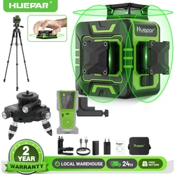 Huepar 3D 12 Lines Osram Laser Level Self-Leveling Green 360°Horizontal Vertical Cross Lines Rotatable Laser Window Laser Tool
