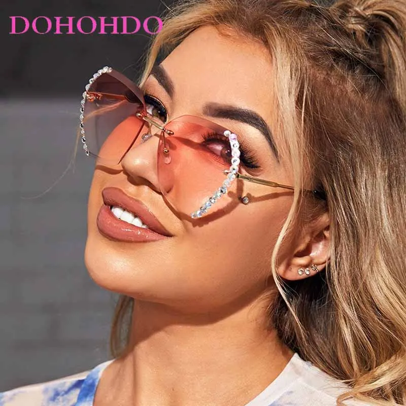 

Vintage Fashion Oversized Rimless Sunglasses Women Brand Design Sexy Polygon Metal Sun Glasses For Female UV400 Lentes De Sol