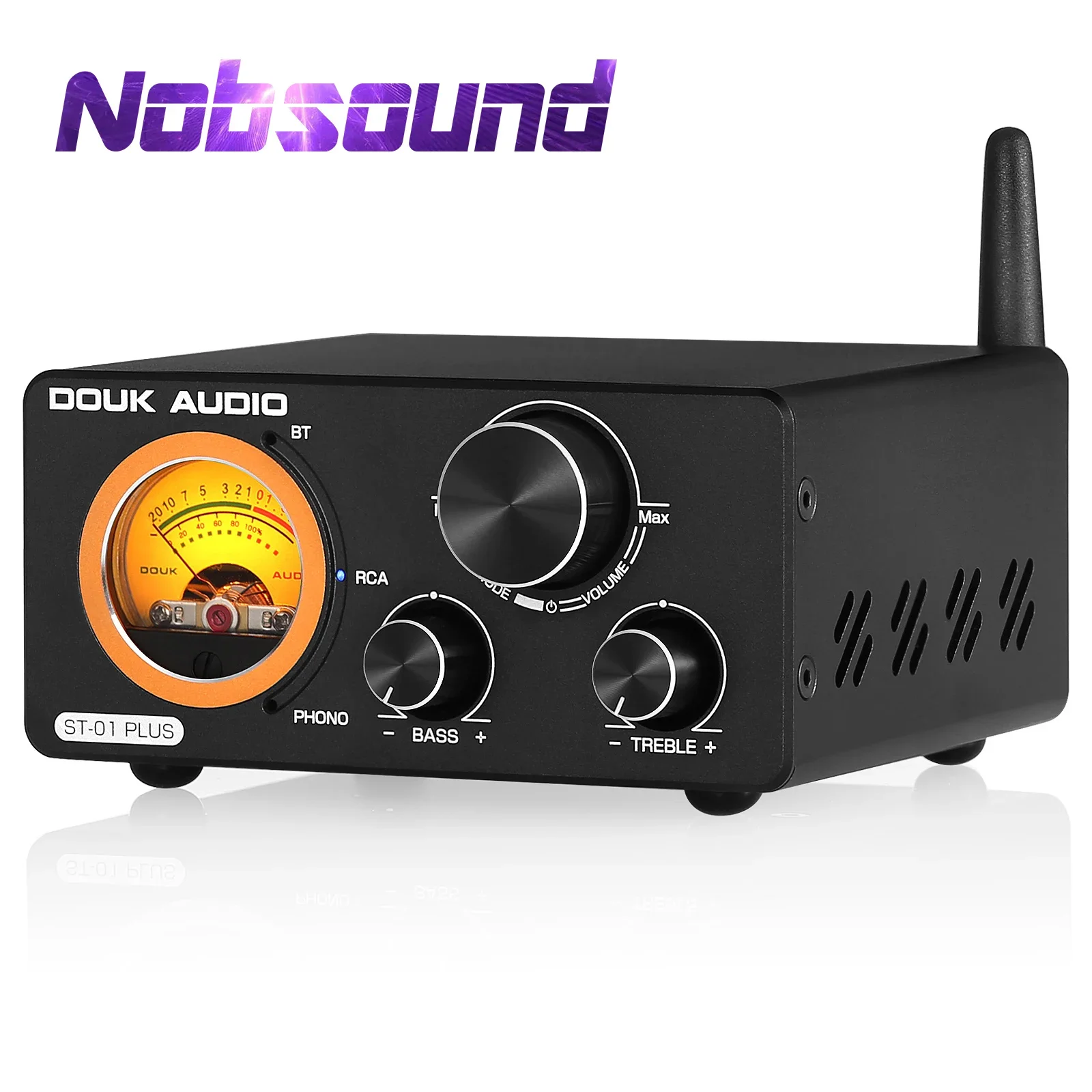 Nobsound ST-01PLUS HiFi TPA3255 Digital Amplifier Bluetooth Receiver with VU Meter Turntable Audio Stereo Amp