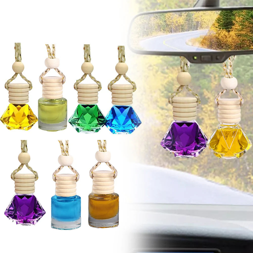 Car Perfume Pendant Fragrance Oil Air Fresheners Car Decorations Long Lasting Fragrance Oil Glass Bottle Body Wood Cap