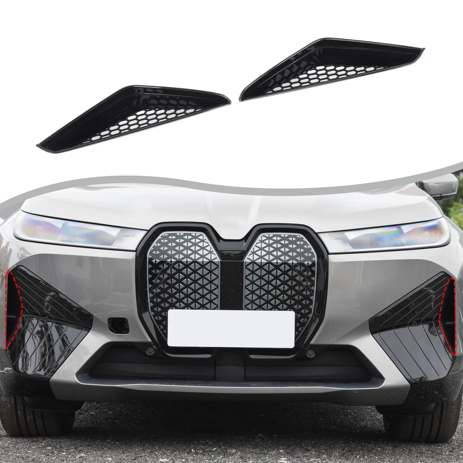 

For 2022 2023 2024 BMW iX i20 Car Front Bumper Side Air Intake Cover Air Vent Grille Decorative Frame ABS Car Accessories