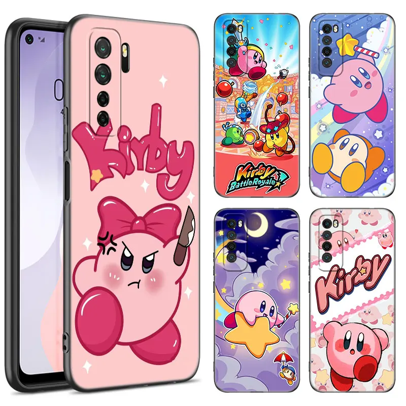 Cute K-Kirby Game Black Silicone Phone Case For Huawei Nova 11 12 Ultra 9 10 SE Pro 11E 11i 12i Y70 Plus Y60 Y61 Y71 Y72 Y90 Y91