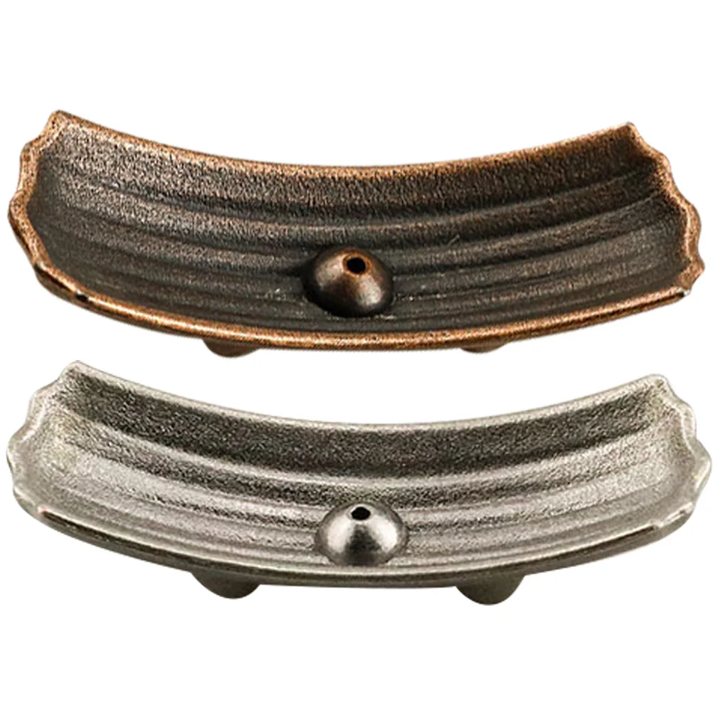 

2pcs Incense Stick Holder Creative Boat Design Alloy Aroma Burner Desktop Decorative Censer Tray For Sage Burning Retro Incense