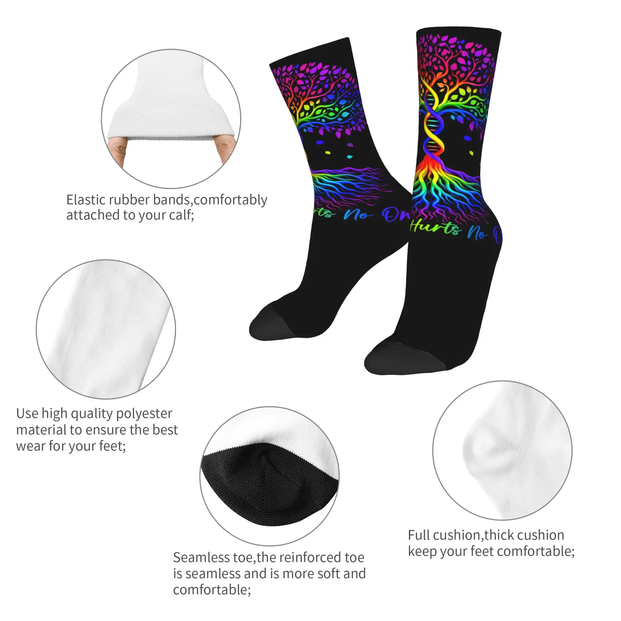 Happy Funny Men's Socks Harajuku Tree Life Rainbow LGBT Gay Pride Flag Ally Sock Polyester  Skateboard Women Socks Spring Summer