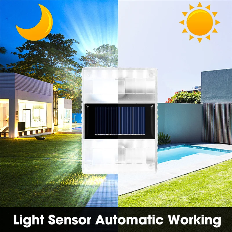 Outdoor IP65 Waterproof Solar Powerd Transparent LED ABS Wall Light Home Courtyard Garden Corridor Decorative Lights