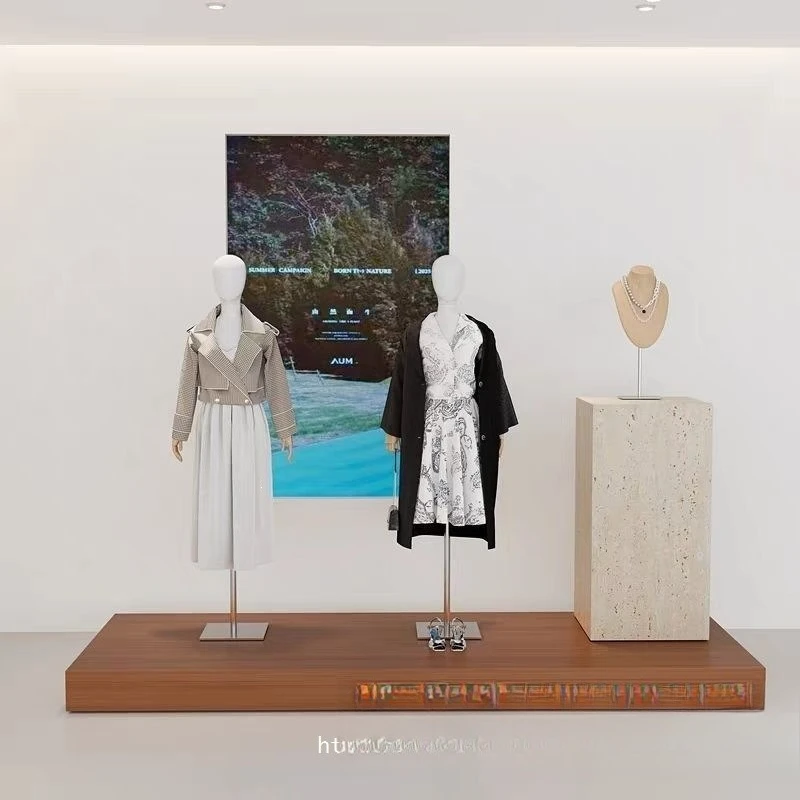 Clothing store window display stand Travertine model water table shoe bag store display cabinet