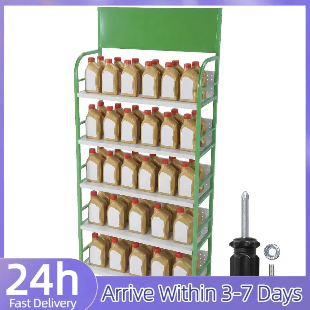 

5 Tier Floor Standing Snack Candy Rack Display with Signboard Supermarket Shelf for Kitchen Office and Convenience Store