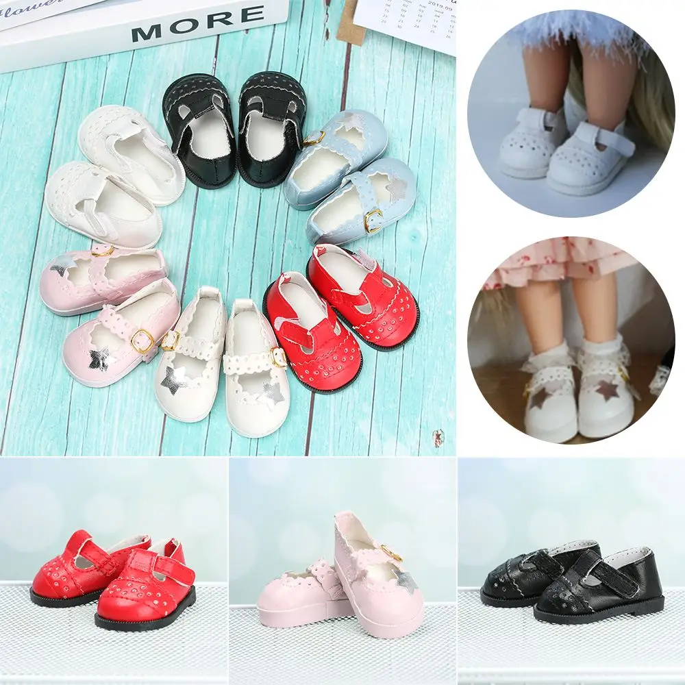 6.5cm Birthday Gifts Doll Accessories Children Clothing Accessories Doll Shoes PU Leather Shoes 16 Inch Doll Pentagram Toy Shoes