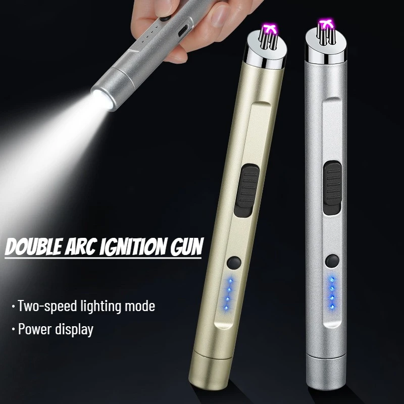 

Portable Multifunctional Metal Dual Arc Lighter Personalized Creative Kitchen Barbecue Ignition Gun Windproof Cigarette Lighter