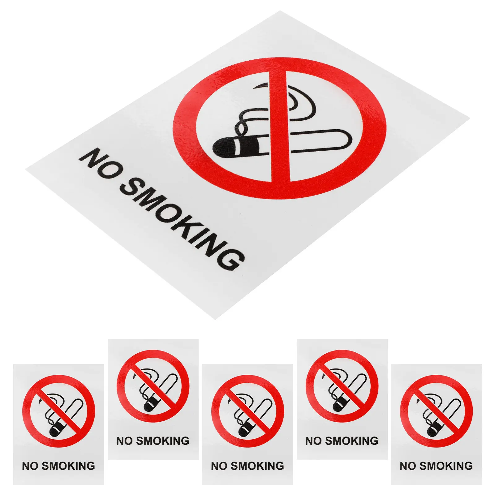 

6Pcs No Smoking Sticker Rectangular PVC Adhesive Anti Smoking Vinyl Decal for Office Mall Hotel Shop Home Public Spaces