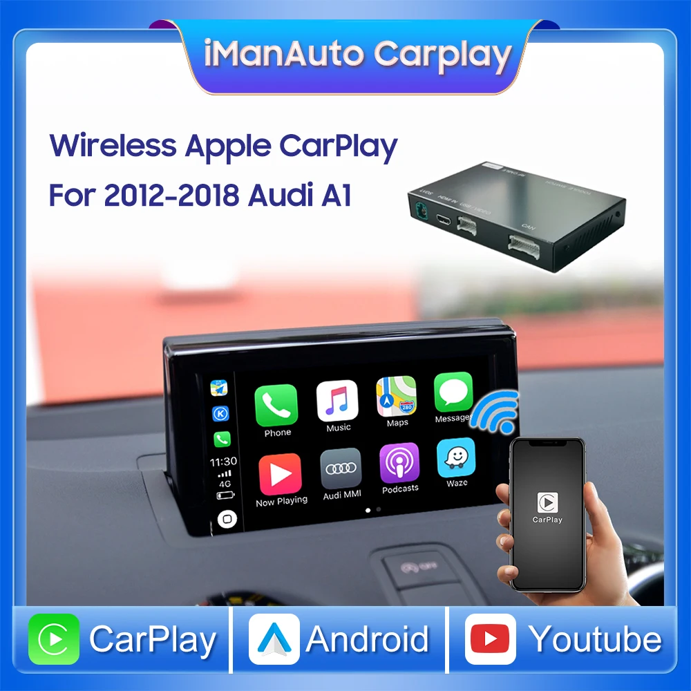 

Wireless CarPlay Android Auto Interface Decoder for Audi 2014-2018 A1 Q3 Youtube AirPlay Mirror Link Car Play