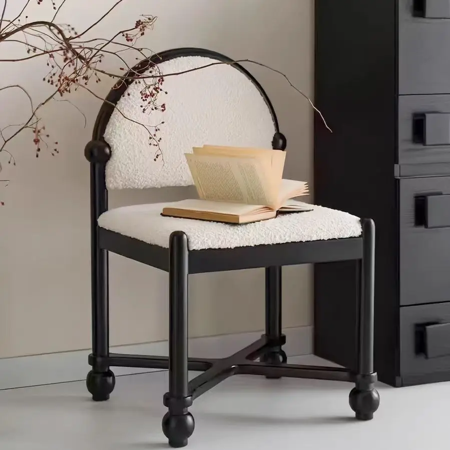 xx-Nordic Style Cashmere Makeup Dining Chairs Modern Luxury Solid Wood Teddy Upholstered Home Office Kitchen Dining Room Chairs*