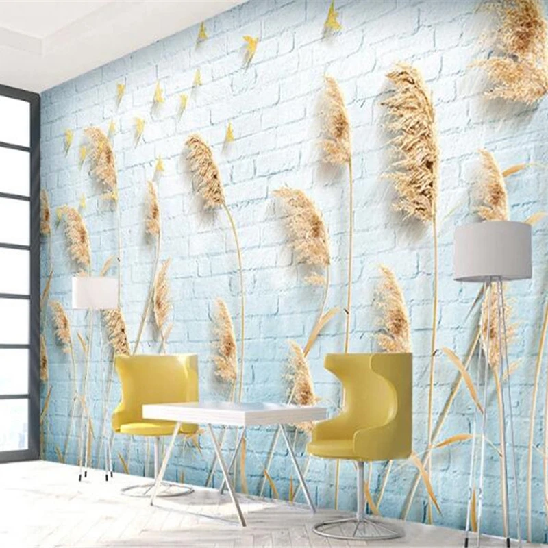 

3D Reed White Brick Wall Photo Wallpaper Custom Mural Living Room Bedroom TV Background Picture Home Decoration Papel De Parede