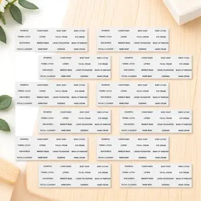 

12 прозрачных водонепроницаемых этикеток для дорожных бутылочек для туалетных принадлежностей, шампуня, кондиционера, средств по уходу за кожей, многоразовых контейнеров