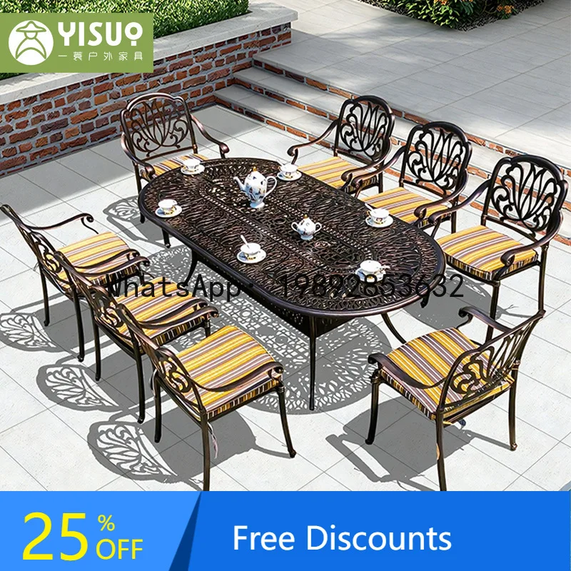 CZ  Outdoor Table Chair Set for Courtyard Garden Balcony Leisure Combination Furniture Outdoor Terrace Long Table and Chair Set