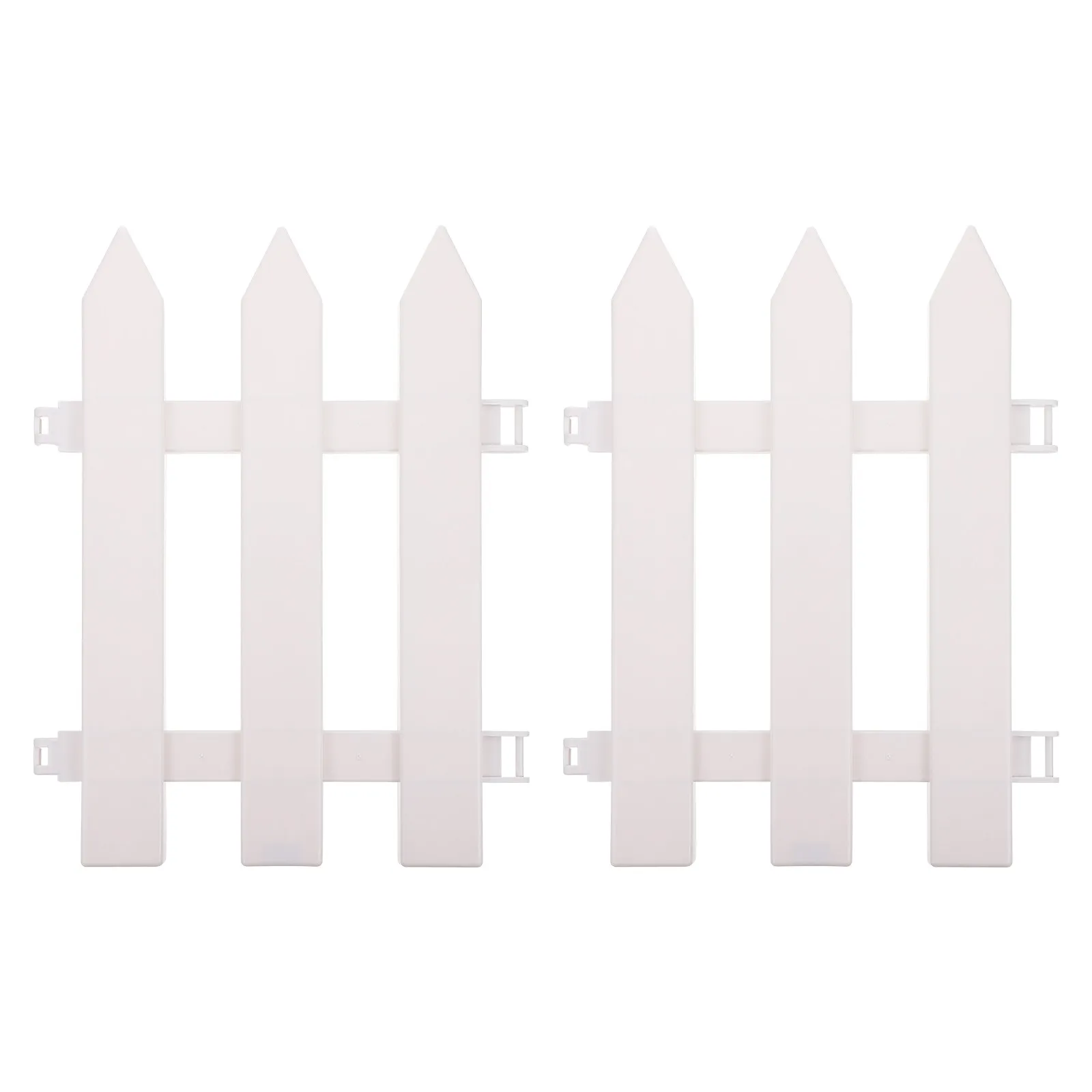 2Pcs Smooth White Plastic Garden Fence Pointed Head Stylish Decorative Picket Fence for Outdoor Lawn Patio Garden Protective