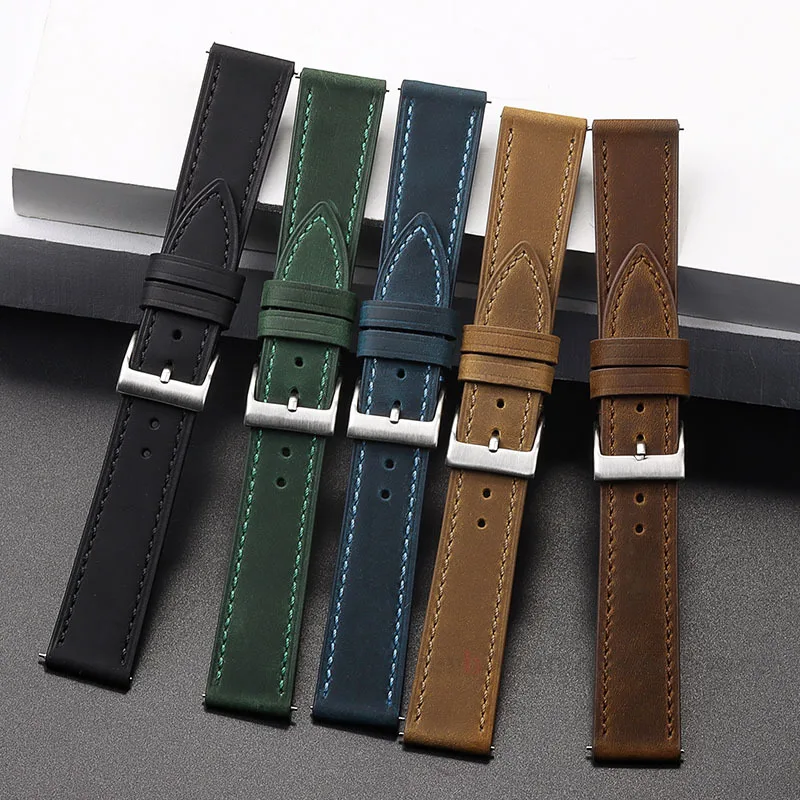 Vintage Watch Strap Quick Release Cowhide Watchband 18mm 19mm 20mm 21mm 22mm Soft Bracelet Smart Watch Strap Accessories