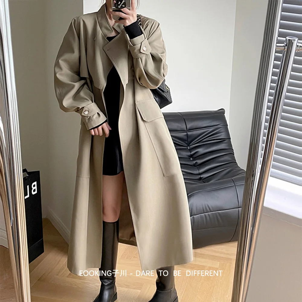 

SuperAen Fashion Long Trench Coat for Women Autumn 2025 New Korean-style Casual Cardigan Belt Waist Coats