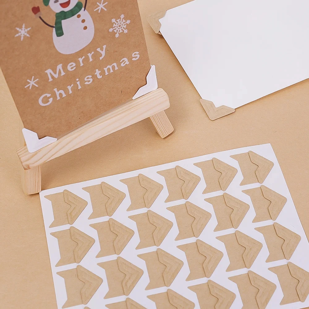 5 Sheet 120pcs DIY Vintage Corner Kraft Paper Stickers for Photo Album Frame Decoration Scrapbooking Picture Protector Decor