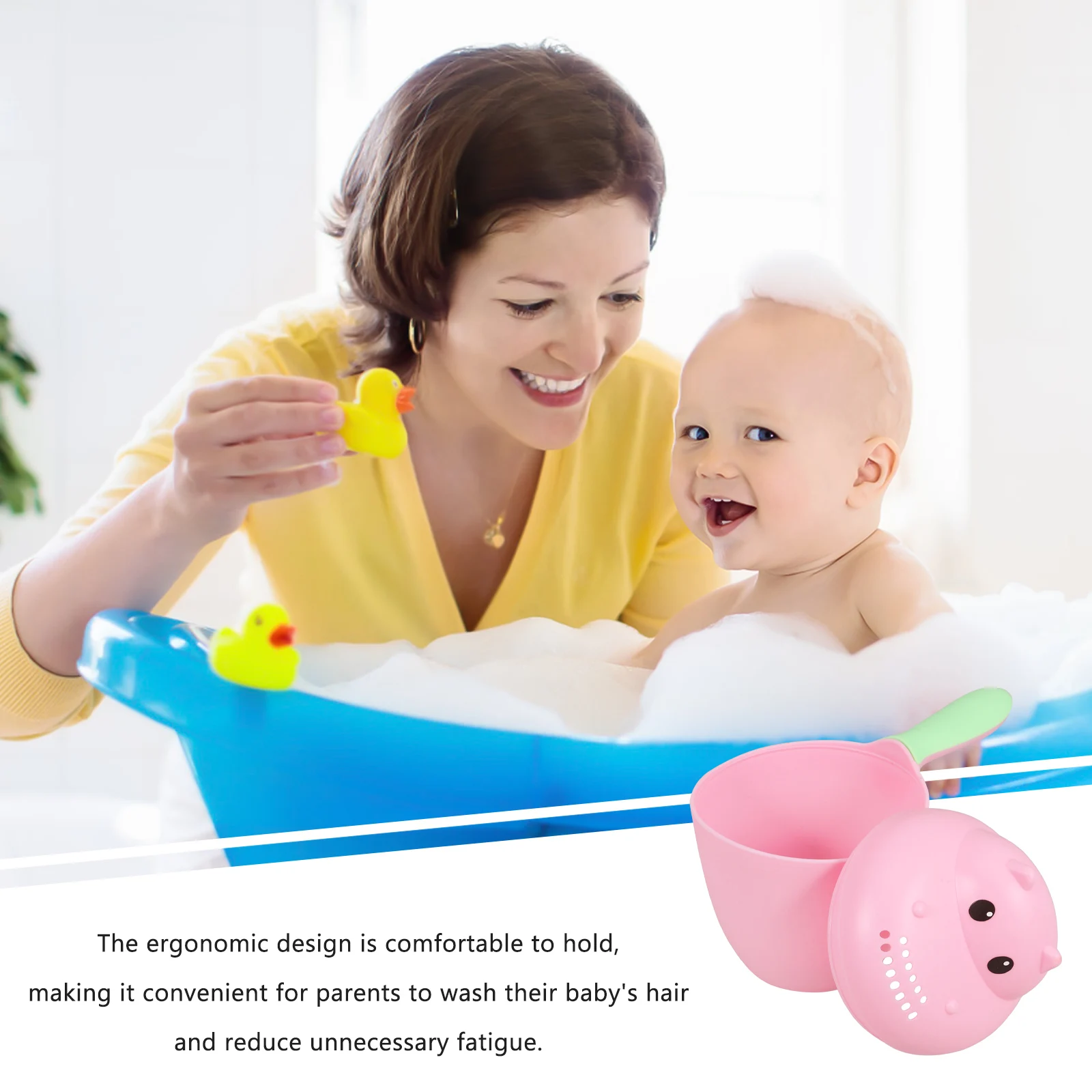 

Baby Shampoo Rinse Cup Bath Cup for Toddlers Hair Rinsing Bathtub Head Handle Design Cute Hippo Style baby bath for baby