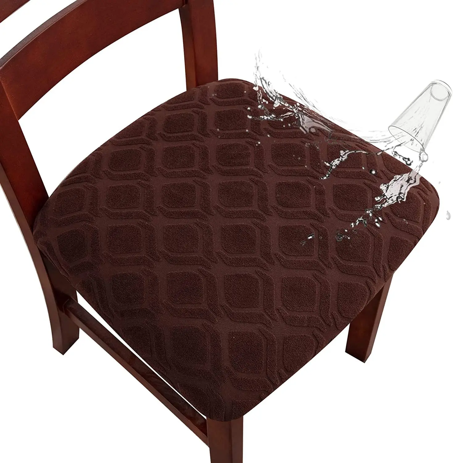 

Waterproof Seat Covers for Dining Room Chairs, Stretch Chair Covers Removable Washable Kitchen Cushion Slipcovers