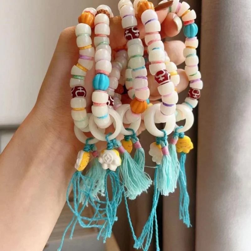 Macaron Bodhi Pig Intestine Loose Beads Root Tiger Design Jewelry