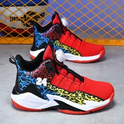 New Arrival Kids Basketball Shoes Boys Sneakers Swivel Buckle Design Mesh Breathable Children Outdoor Training Athletic Shoes