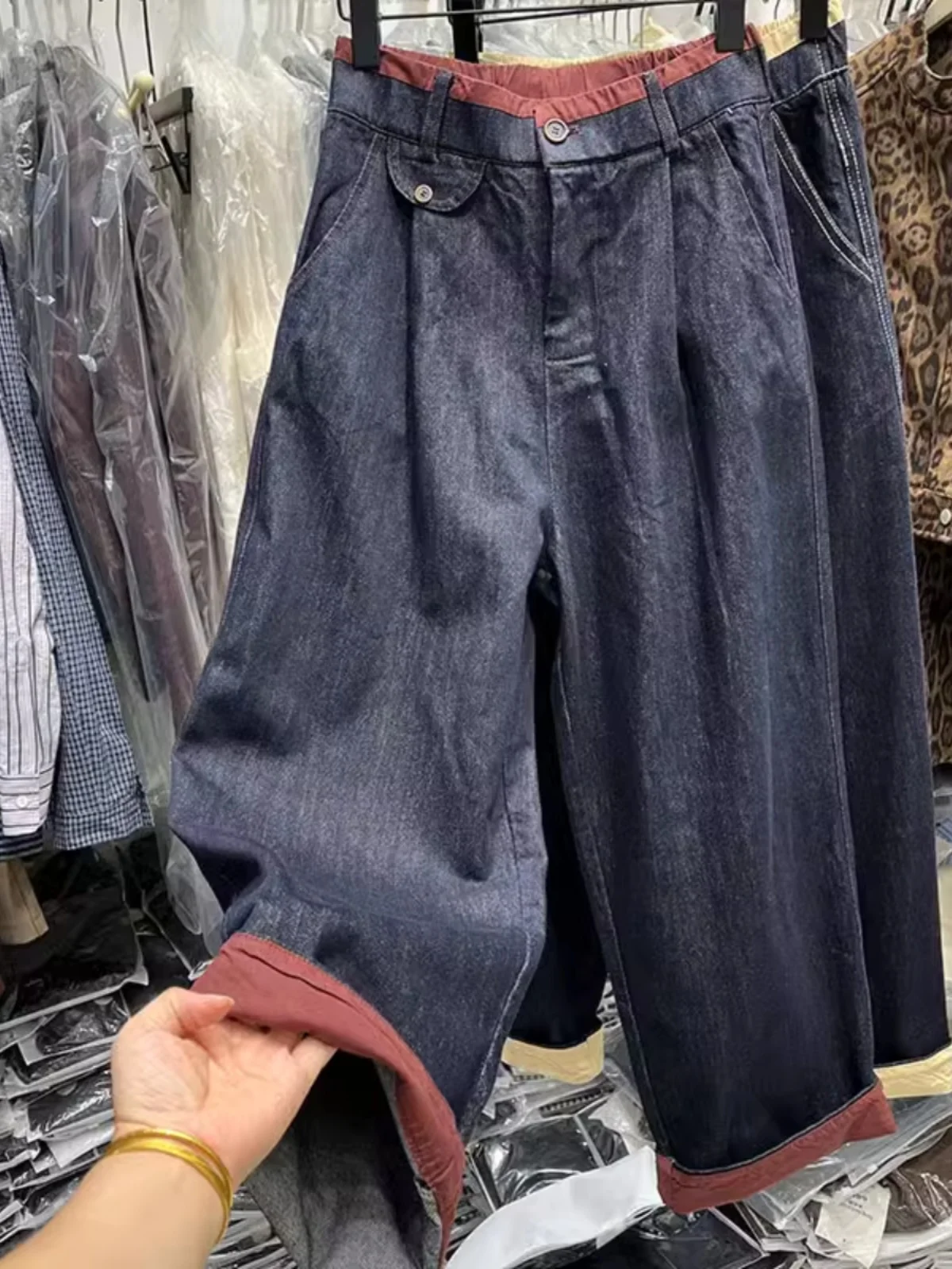 

Джинсы унисекс больших размеров из денима 300 Pou, осенние, новые, цветные, с эластичным поясом, с манжетами, свободные, фасона «морковки», повседневные брюки