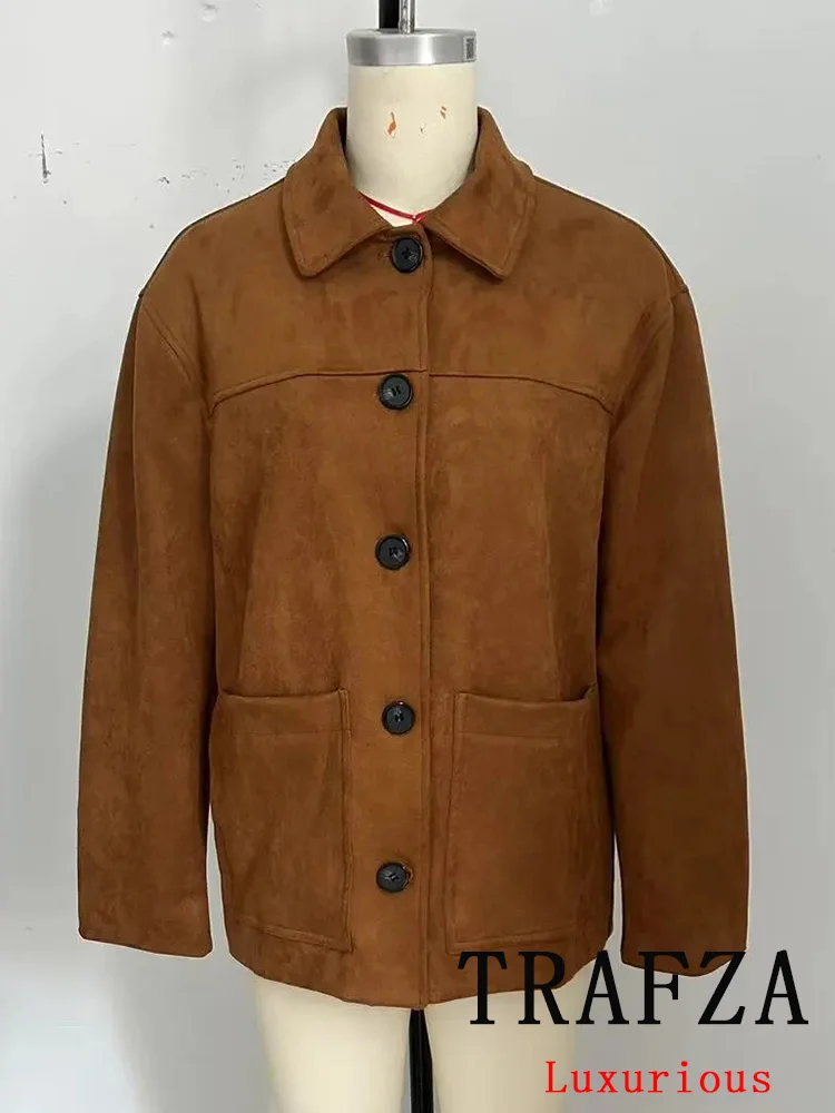  Autumn Winter Streetwear Jackets Women Long Sleeve Buttons Oversized Coats Fashion 2025 Casual Chic Brown Women Jackets