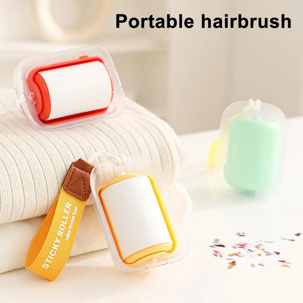 Portable Lint Remover Mini Lint Roller with Adhesive Tape Lanyard Foldable Portable Pet Hair Cleaner Reusable Washable Travel