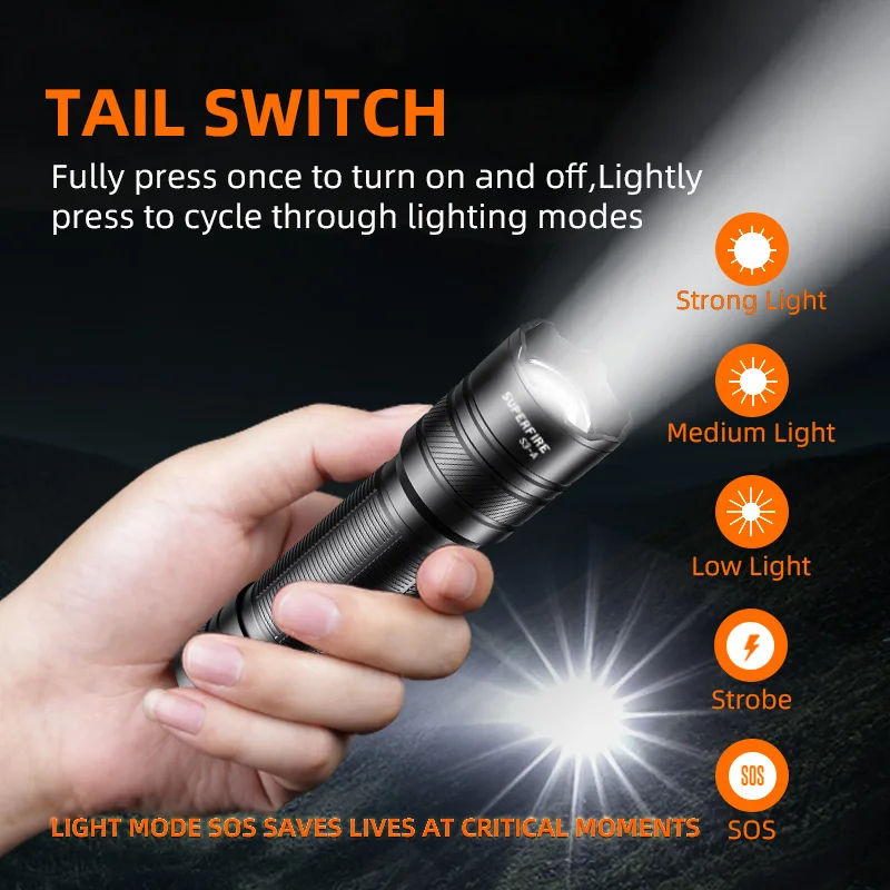 Ultra Waterproof LED Flashlight Torch Zoom Small Hand Lantern Tactical Flash Light 5 Lighting Modes USB charging For Camping