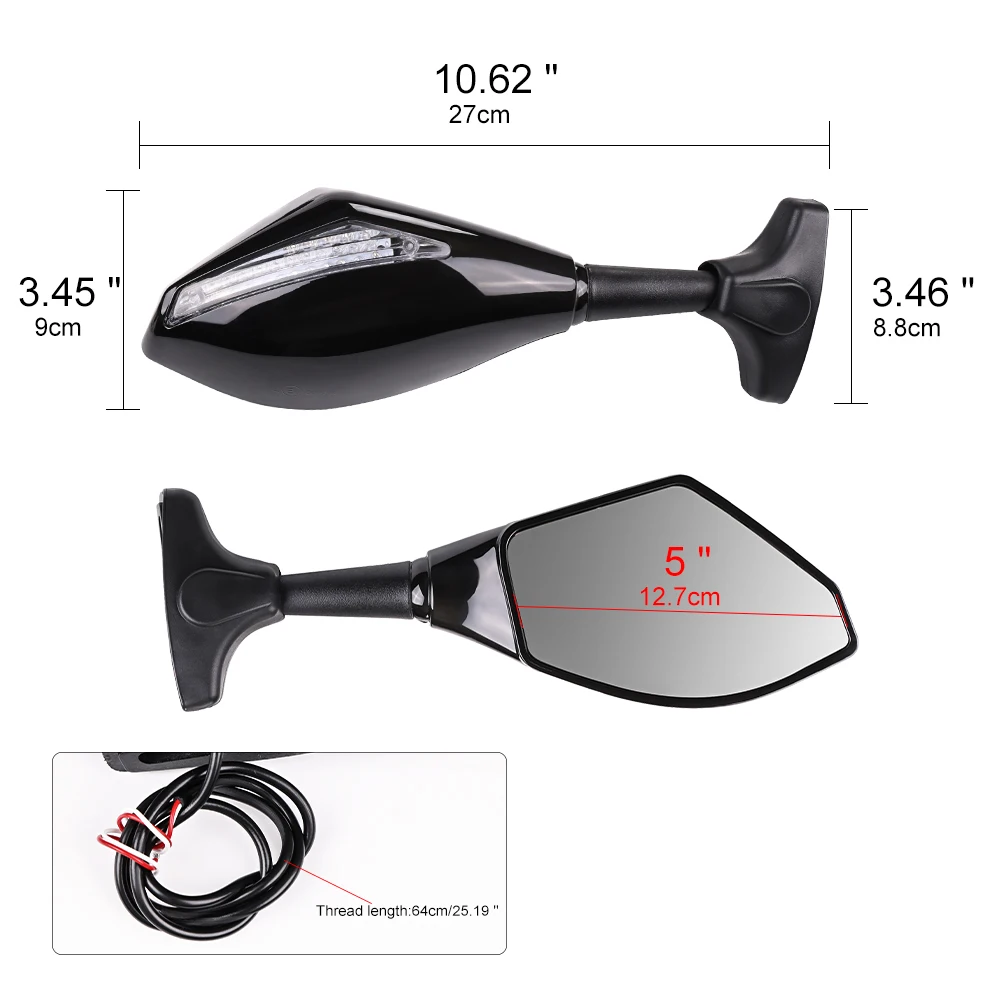 For Honda Suzuki GSXR 600/750 Motorcycle Rearview Mirror For Yamaha R1 R6 R6S Motorcycle Rearview Mirrors with LED Turn Signals