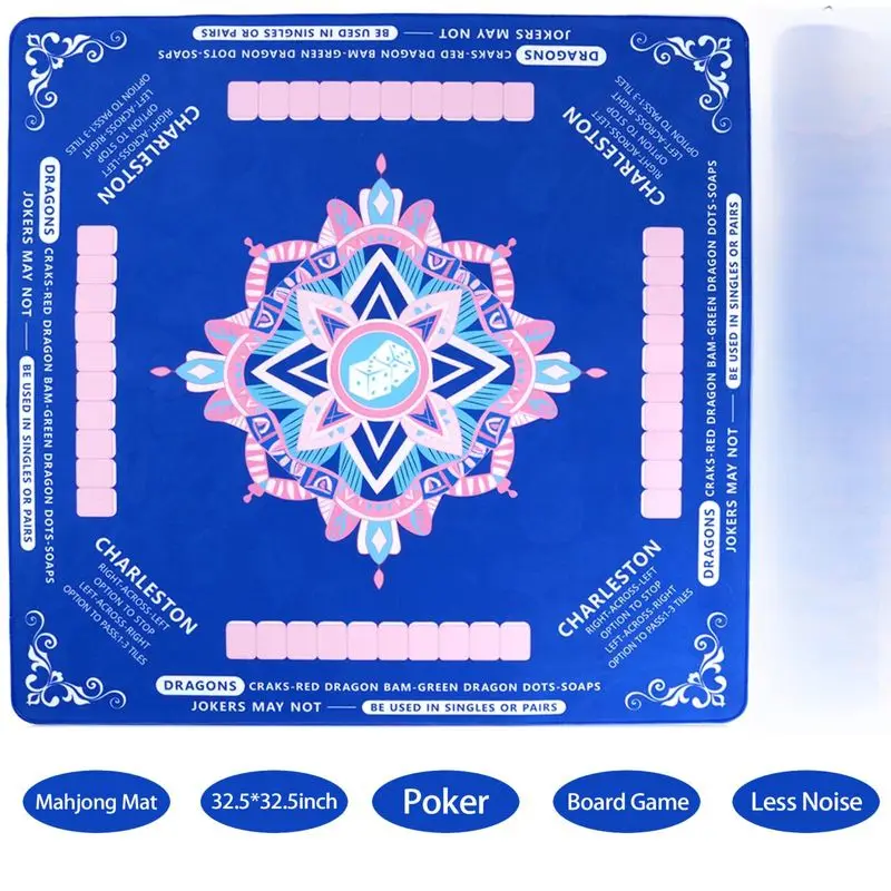 VIKAMA Mandala American Mahjong Table Mat, Anti-slip Square Game Table Mat, Poker Table Game Table Decoration