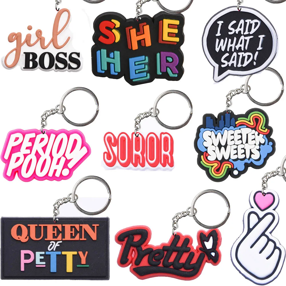 

9pcs Men Women English Word Keychains Boys Girls Gesture Keyrings Kids Nameplate Key Chains Heart Key Rings For Birthday Gifts