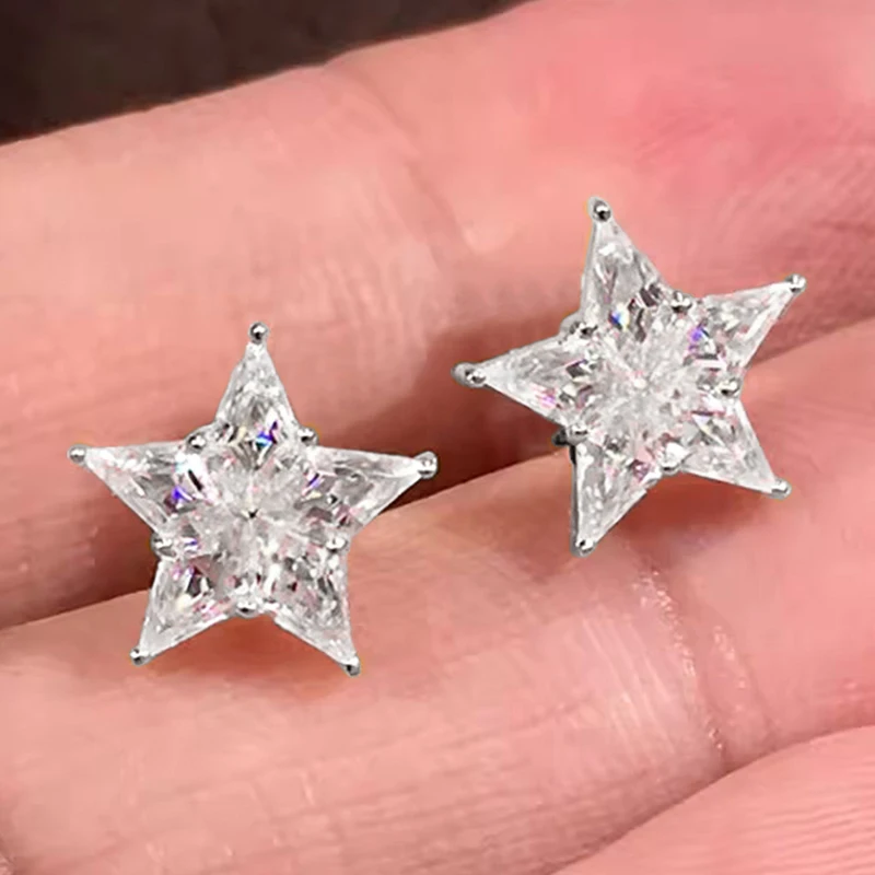 Huitan Charmante Damen-Ohrstecker, sternförmig, frischer Stil, Hochzeit, tägliche Verlobung, Modeaccessoires, Schmuck, eingelegt, glänzend, CZ – Detail 10