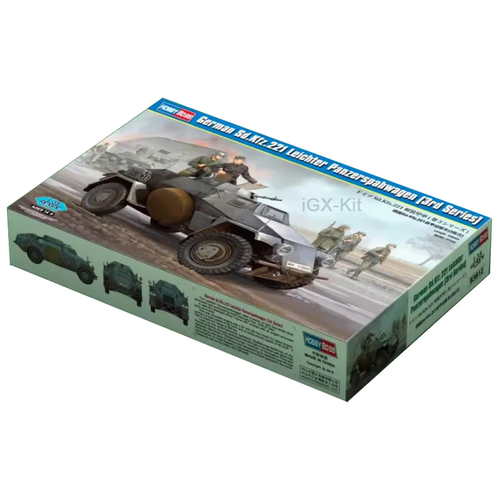 

Hobbyboss 83812 масштаб 1/35, немецкий SdKfz 221, Leichter Panzerspahwagen, бронированный скаут, игрушка для рукоделия, пластиковая модель, строительный комплект